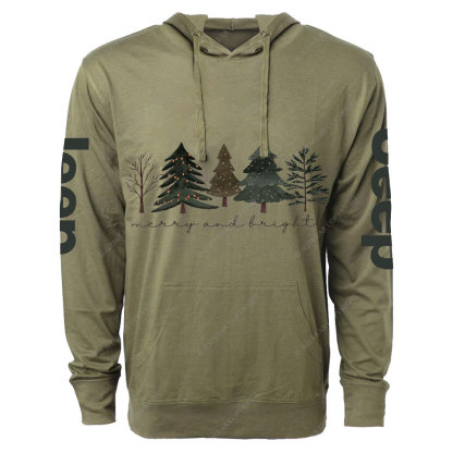 Merry and Bright Trees Jpmas Oversized Lightweight Hoodie