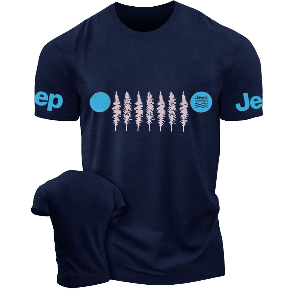 Orange Sunset Green Pine Tree Jp Grille T-Shirt