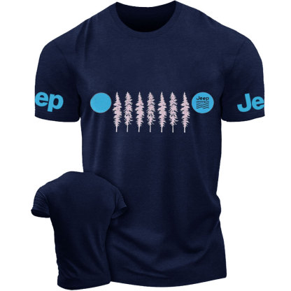 Orange Sunset Green Pine Tree Jp Grille T-Shirt