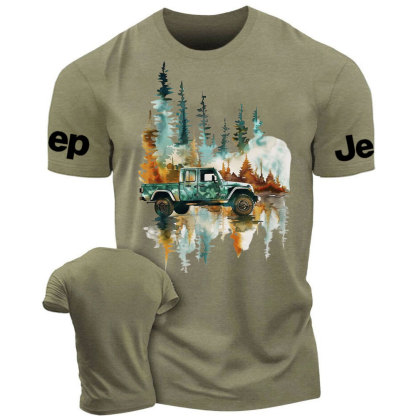 Jp Wrangler Watercolor Painting Off-Road Adventure in the Forest T-Shirt