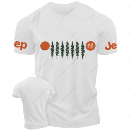 Orange Sunset Green Pine Tree Jp Grille T-Shirt