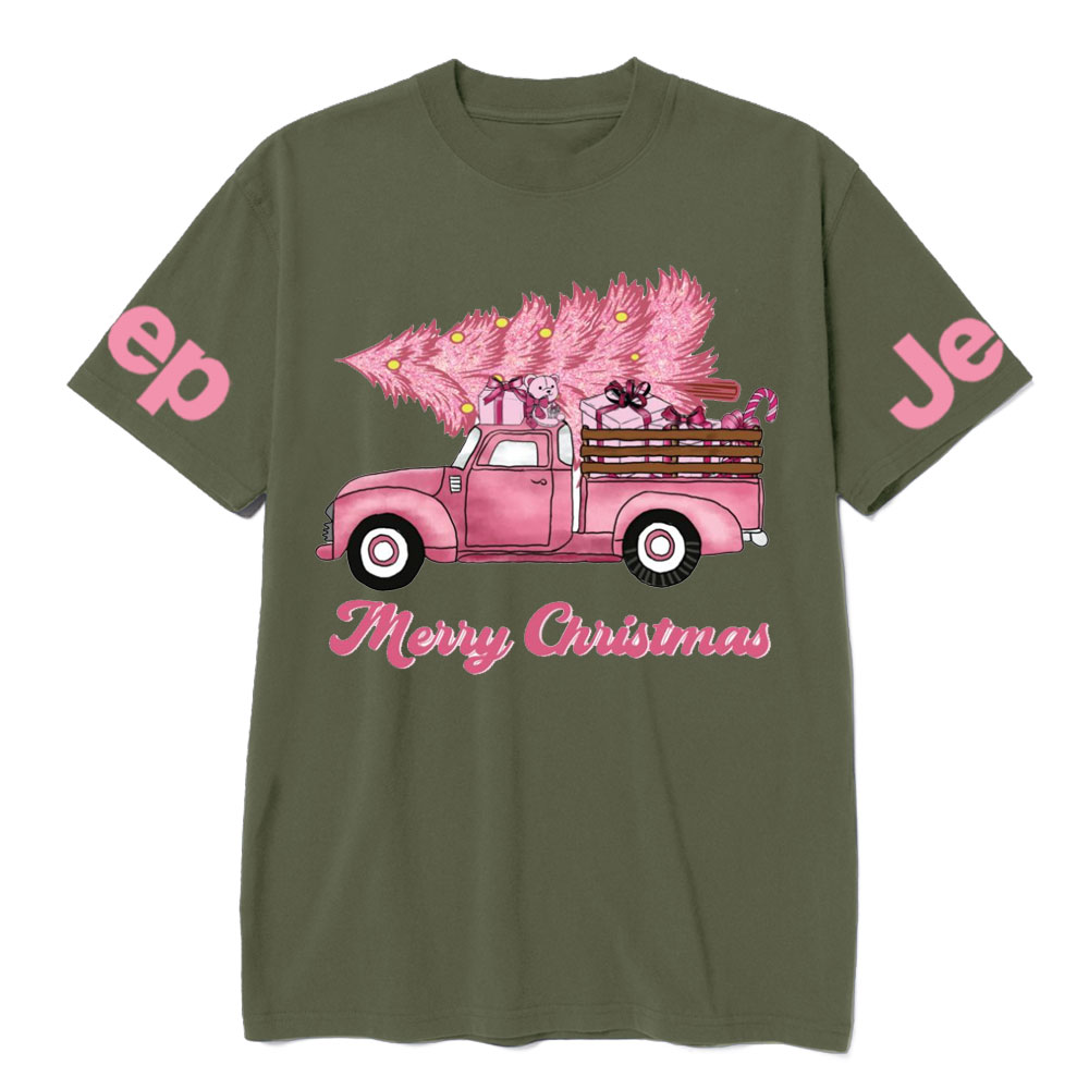Pink Christmas Tree and Pink Truck Jp  T-Shirt
