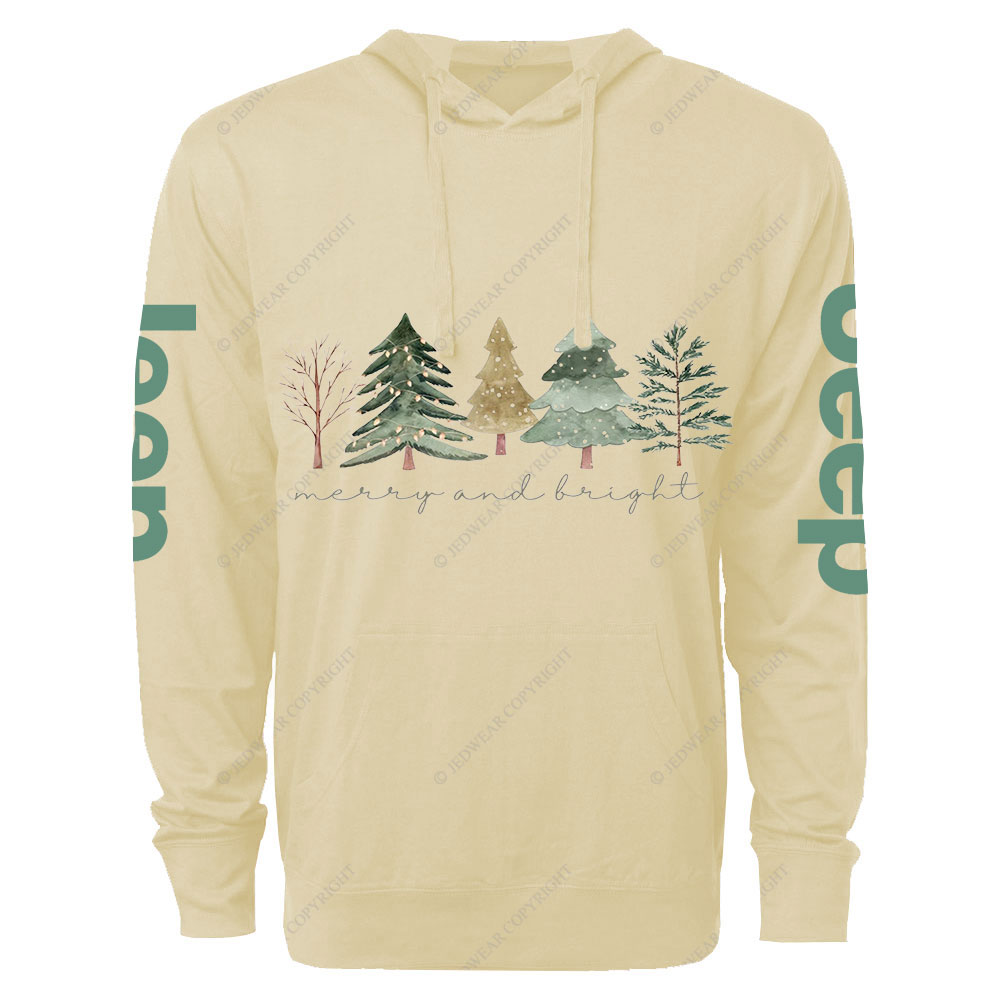 Merry and Bright Trees Jpmas Oversized Lightweight Hoodie