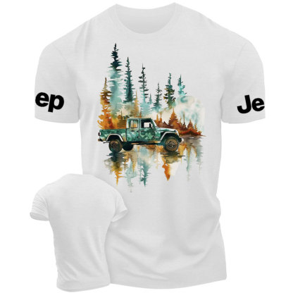 Jp Wrangler Watercolor Painting Off-Road Adventure in the Forest T-Shirt