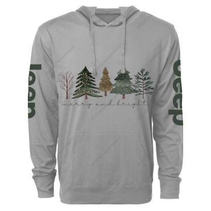 Merry and Bright Trees Jpmas Oversized Lightweight Hoodie