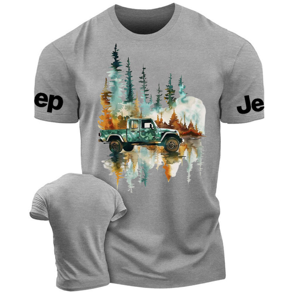 Jp Wrangler Watercolor Painting Off-Road Adventure in the Forest T-Shirt