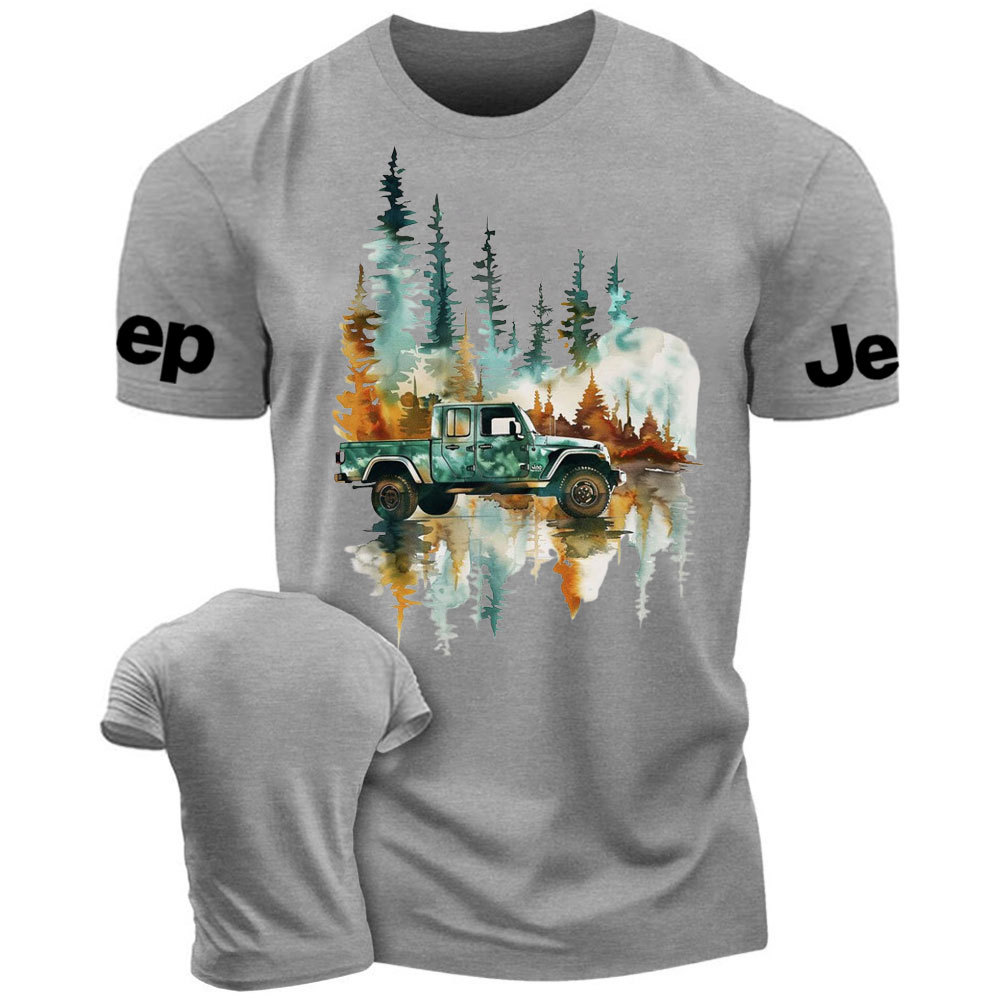 Jp Wrangler Watercolor Painting Off-Road Adventure in the Forest T-Shirt