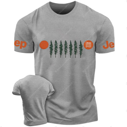 Orange Sunset Green Pine Tree Jp Grille T-Shirt
