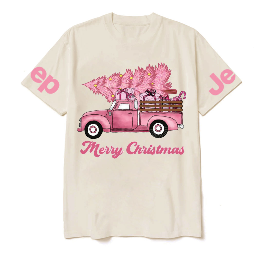 Pink Christmas Tree and Pink Truck Jp  T-Shirt
