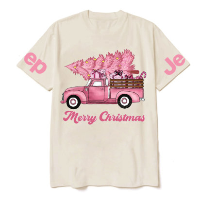 Pink Christmas Tree and Pink Truck Jp  T-Shirt