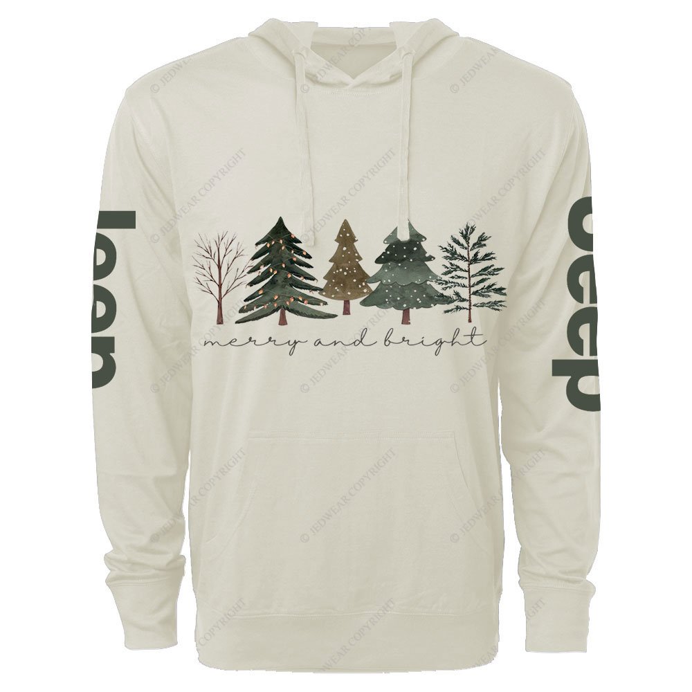 Merry and Bright Trees Jpmas Oversized Lightweight Hoodie