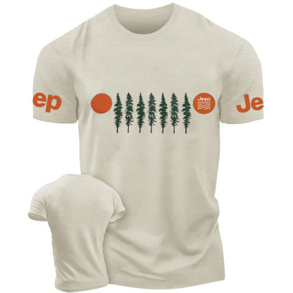 Orange Sunset Green Pine Tree Jp Grille T-Shirt