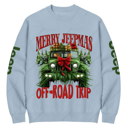 Green Fur Merry Jpmas Offroad Trip Crew Neck Sweatshirt