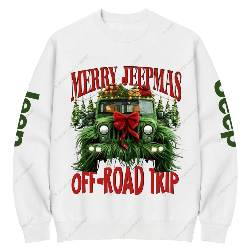 Green Fur Merry Jpmas Offroad Trip Crew Neck Sweatshirt