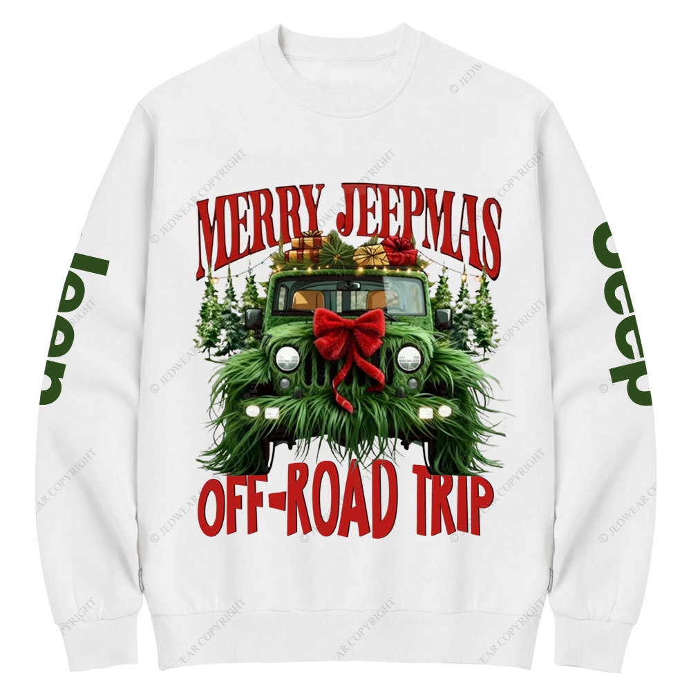 Green Fur Merry Jpmas Offroad Trip Crew Neck Sweatshirt