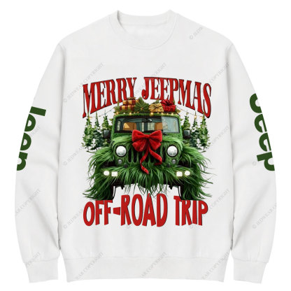 Green Fur Merry Jpmas Offroad Trip Crew Neck Sweatshirt