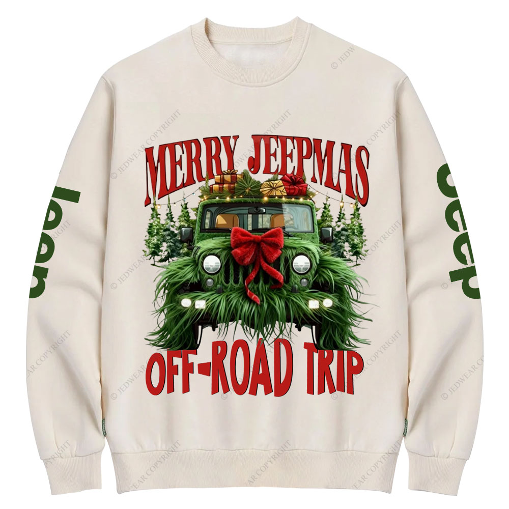 Green Fur Merry Jpmas Offroad Trip Crew Neck Sweatshirt