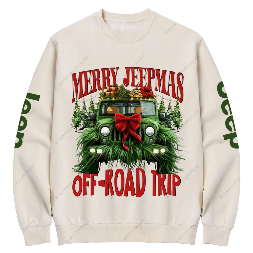 Green Fur Merry Jpmas Offroad Trip Crew Neck Sweatshirt