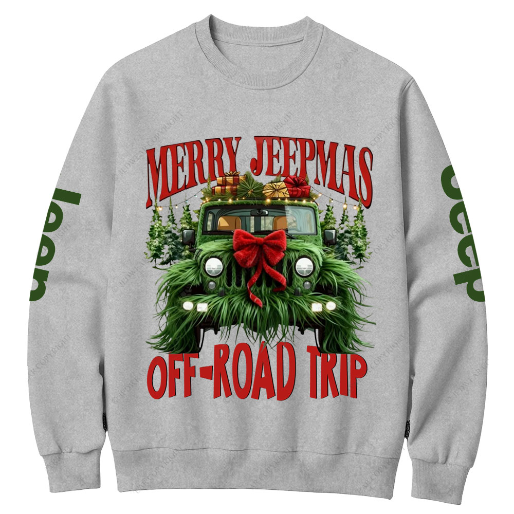Green Fur Merry Jpmas Offroad Trip Crew Neck Sweatshirt