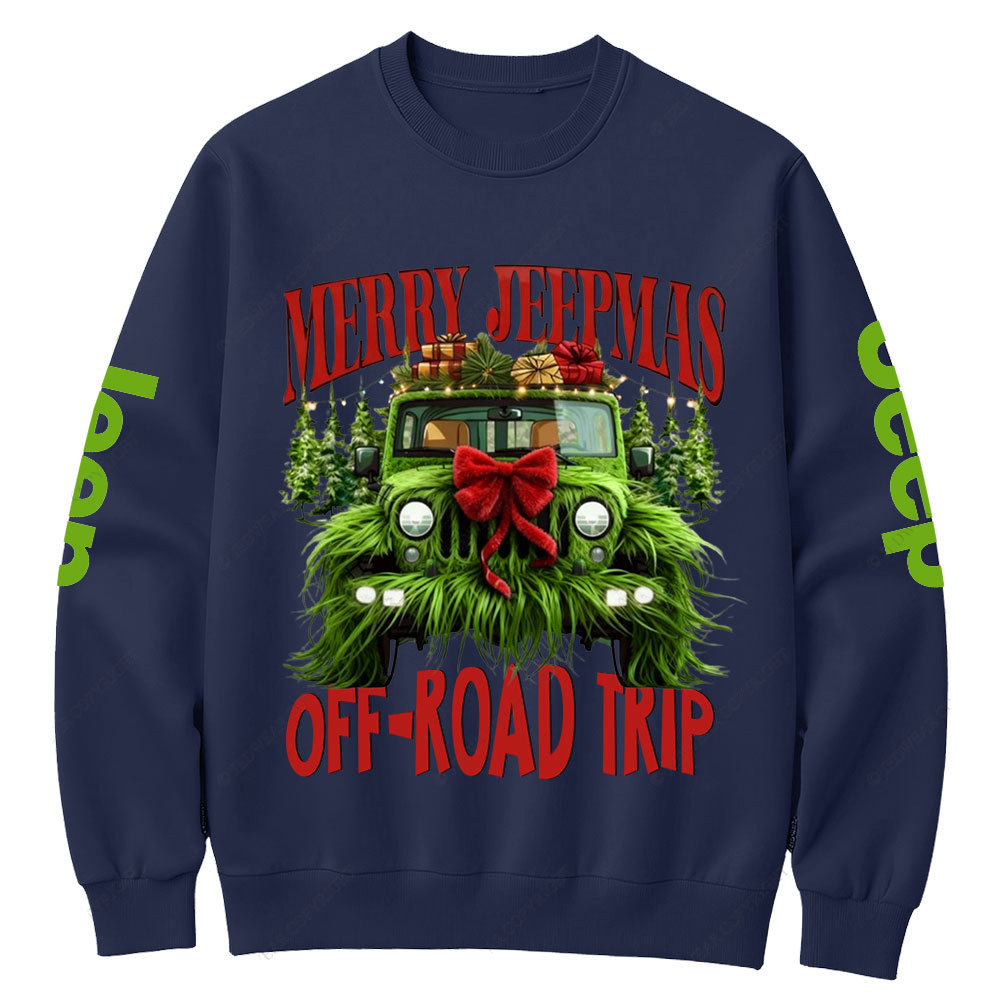 Green Fur Merry Jpmas Offroad Trip Crew Neck Sweatshirt