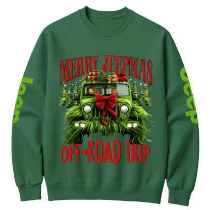 Green Fur Merry Jpmas Offroad Trip Crew Neck Sweatshirt