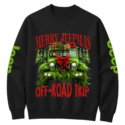 Green Fur Merry Jpmas Offroad Trip Crew Neck Sweatshirt