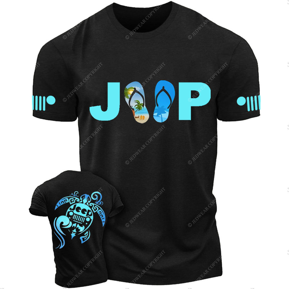 Sea Turtle And Jp Beach Flip Flop T-Shirt