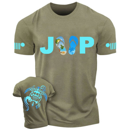 Sea Turtle And Jp Beach Flip Flop T-Shirt