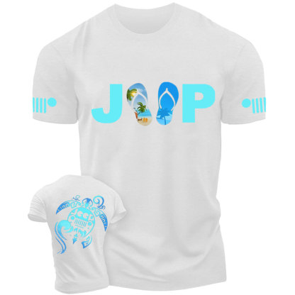 Sea Turtle And Jp Beach Flip Flop T-Shirt