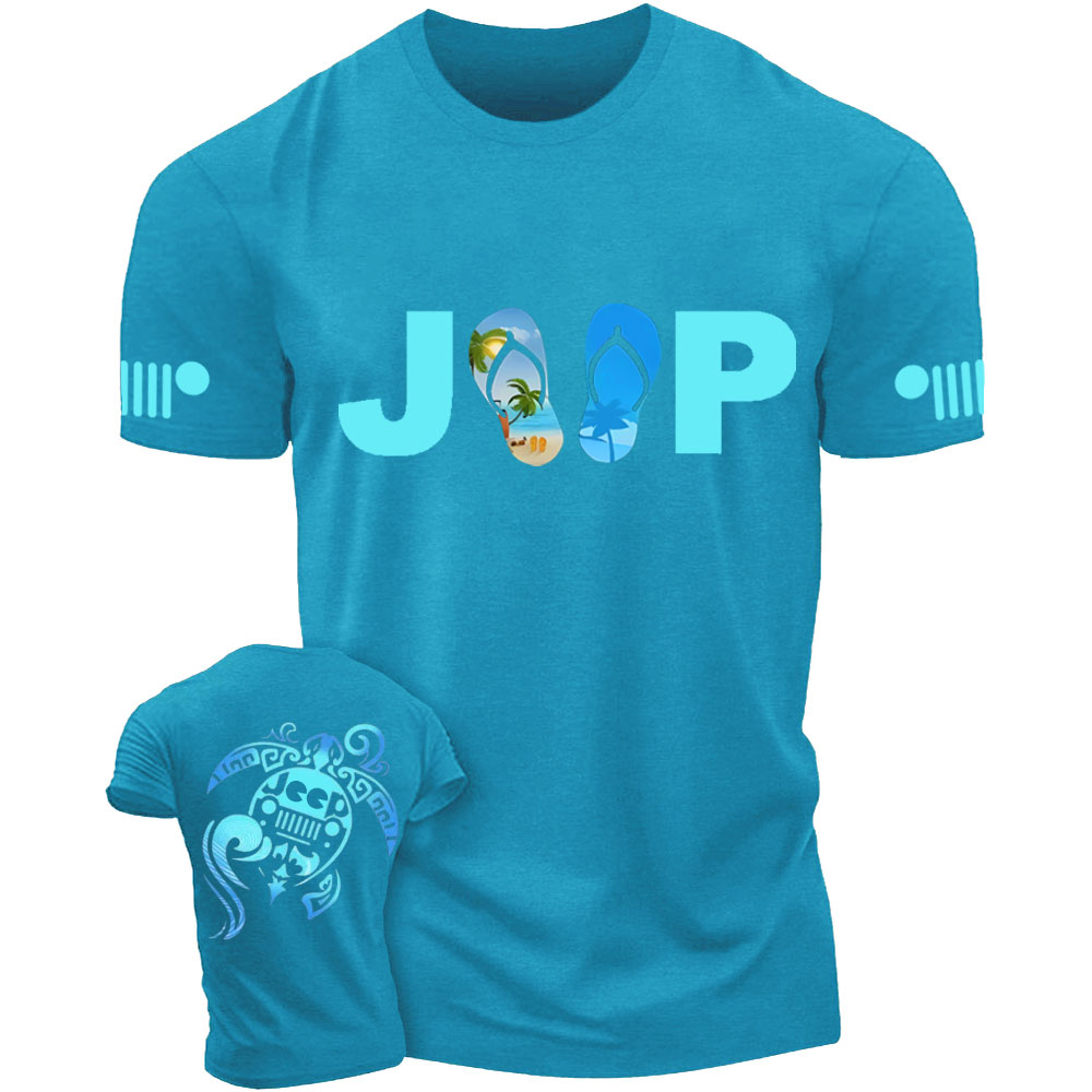 Sea Turtle And Jp Beach Flip Flop T-Shirt