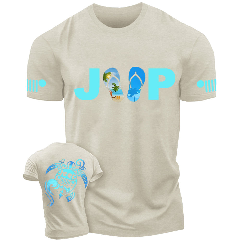 Sea Turtle And Jp Beach Flip Flop T-Shirt