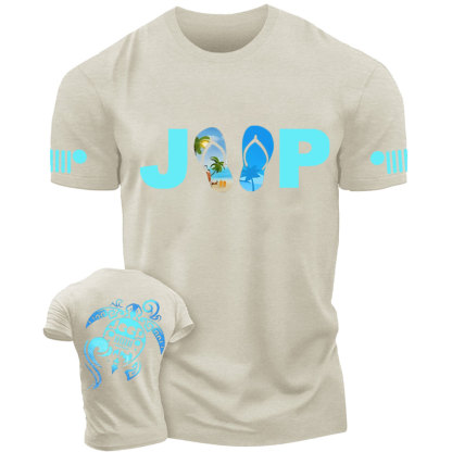 Sea Turtle And Jp Beach Flip Flop T-Shirt