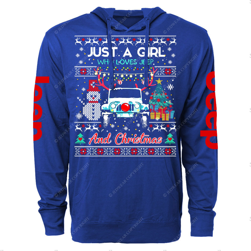 Just A Girl Who Loves Jp And Christmas Ugly Oversized Lightweight Hoodie