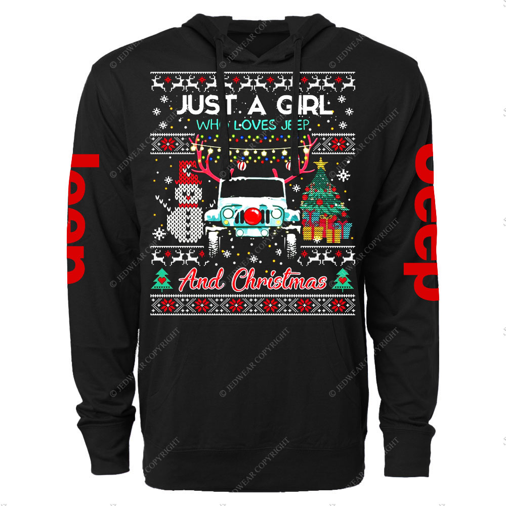Just A Girl Who Loves Jp And Christmas Ugly Oversized Lightweight Hoodie