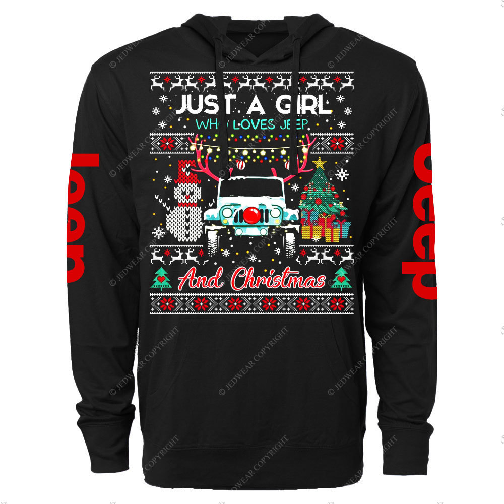 Just A Girl Who Loves Jp And Christmas Ugly Oversized Lightweight Hoodie