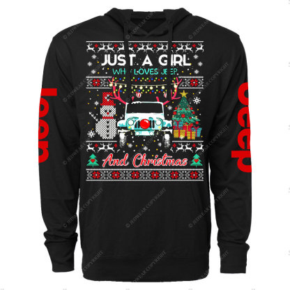 Just A Girl Who Loves Jp And Christmas Ugly Oversized Lightweight Hoodie