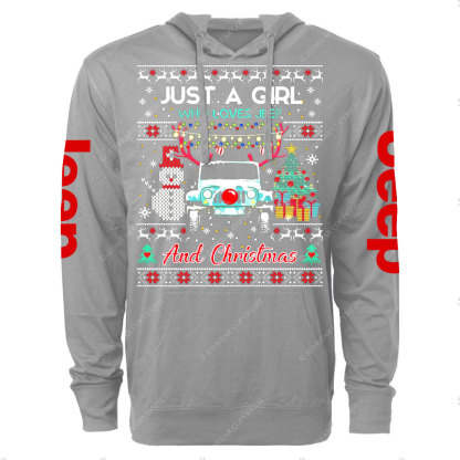 Just A Girl Who Loves Jp And Christmas Ugly Oversized Lightweight Hoodie