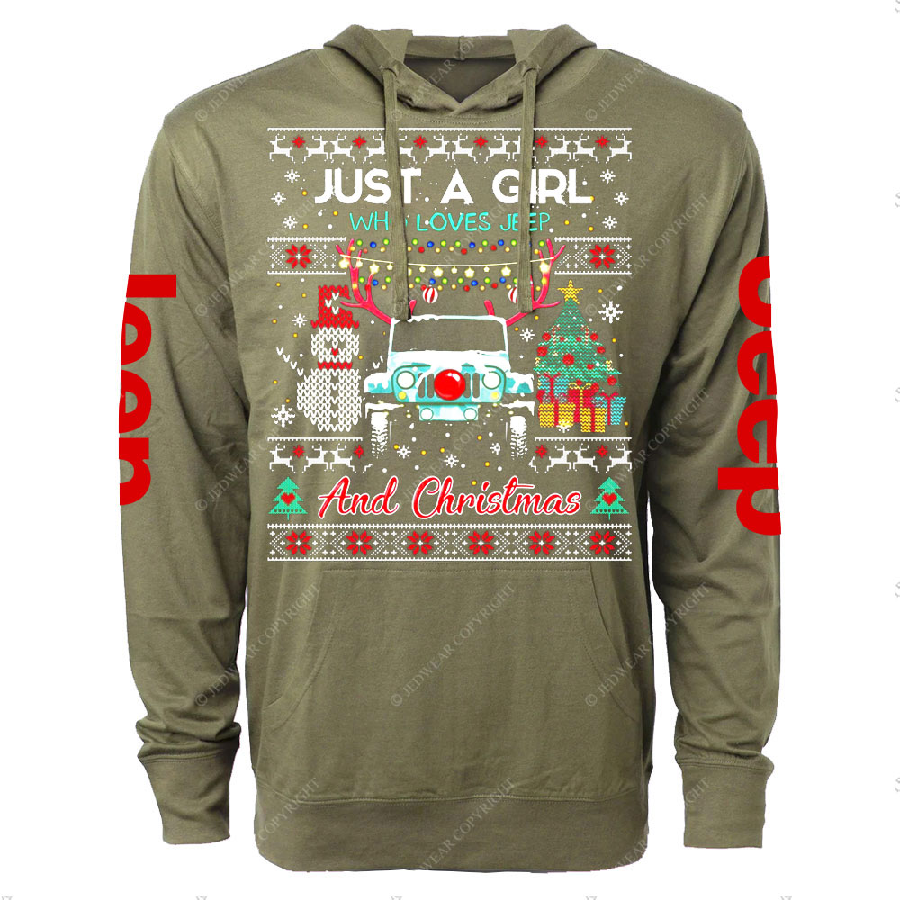 Just A Girl Who Loves Jp And Christmas Ugly Oversized Lightweight Hoodie