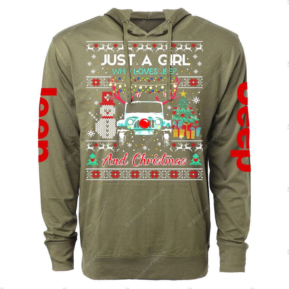 Just A Girl Who Loves Jp And Christmas Ugly Oversized Lightweight Hoodie