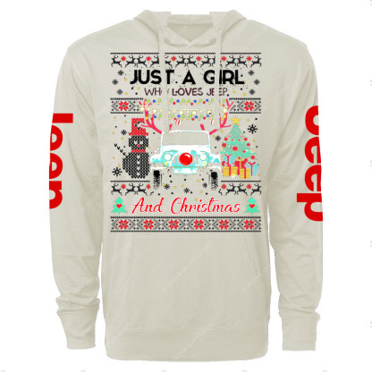 Just A Girl Who Loves Jp And Christmas Ugly Oversized Lightweight Hoodie