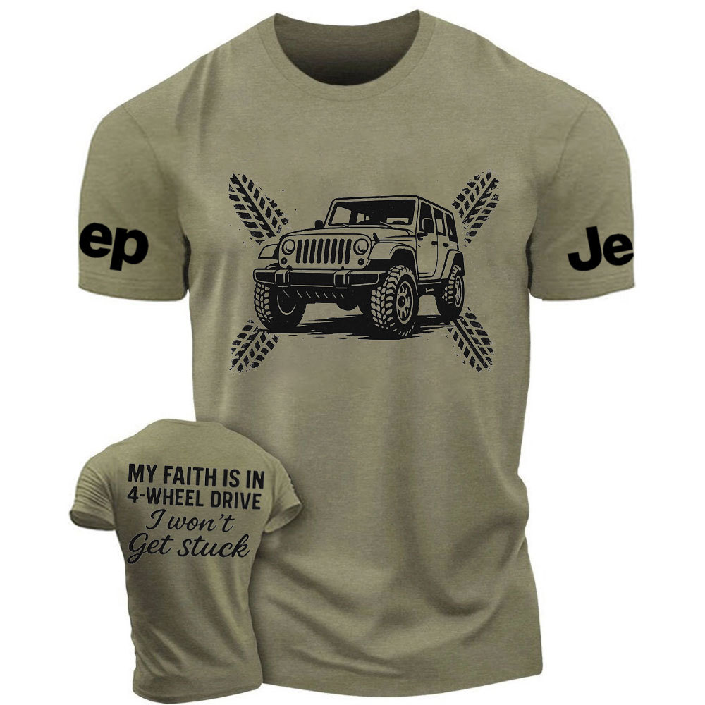 My Faith Is in 4-Wheel Drive Jp I Won’t Get Stuck Jp Double Printed T-Shirt