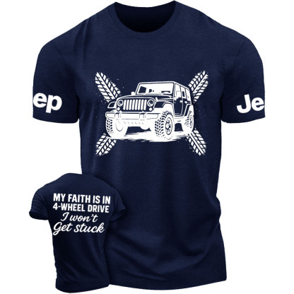 My Faith Is in 4-Wheel Drive Jp I Won’t Get Stuck Jp Double Printed T-Shirt