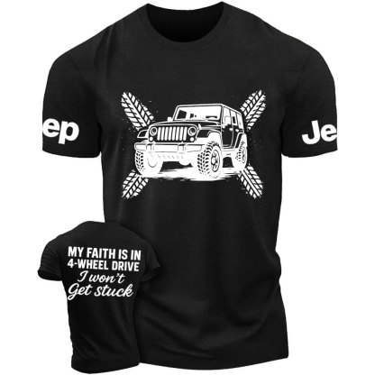 My Faith Is in 4-Wheel Drive Jp I Won’t Get Stuck Jp Double Printed T-Shirt