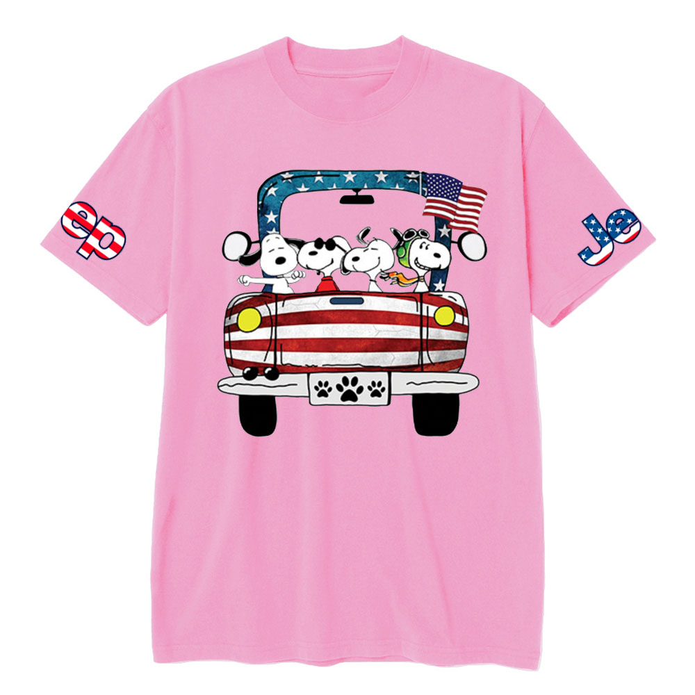 Funny Dog Driving Jp American Flag T-shirt