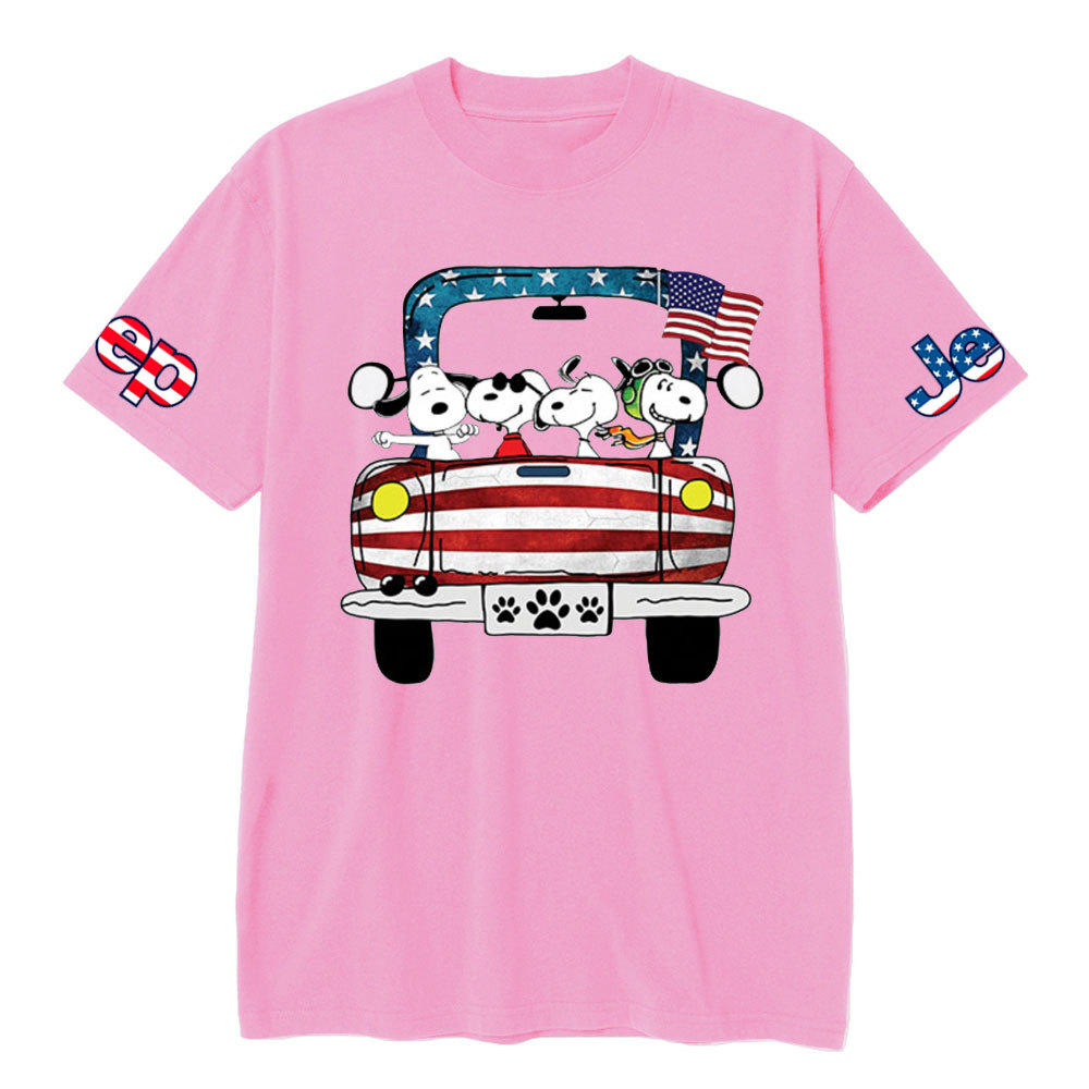 Funny Dog Driving Jp American Flag T-shirt
