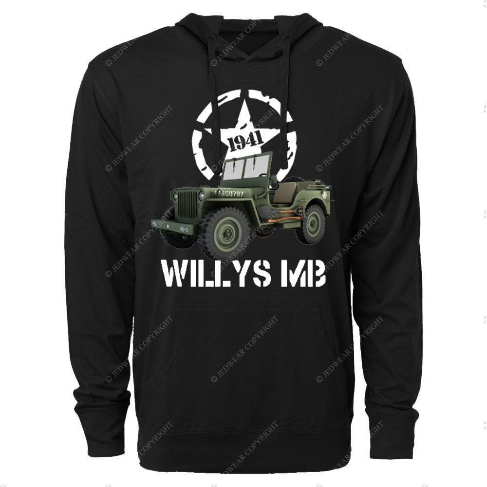 Willys MB WW2 US Army Vehicle Reenactor Oversized Lightweight Hoodie