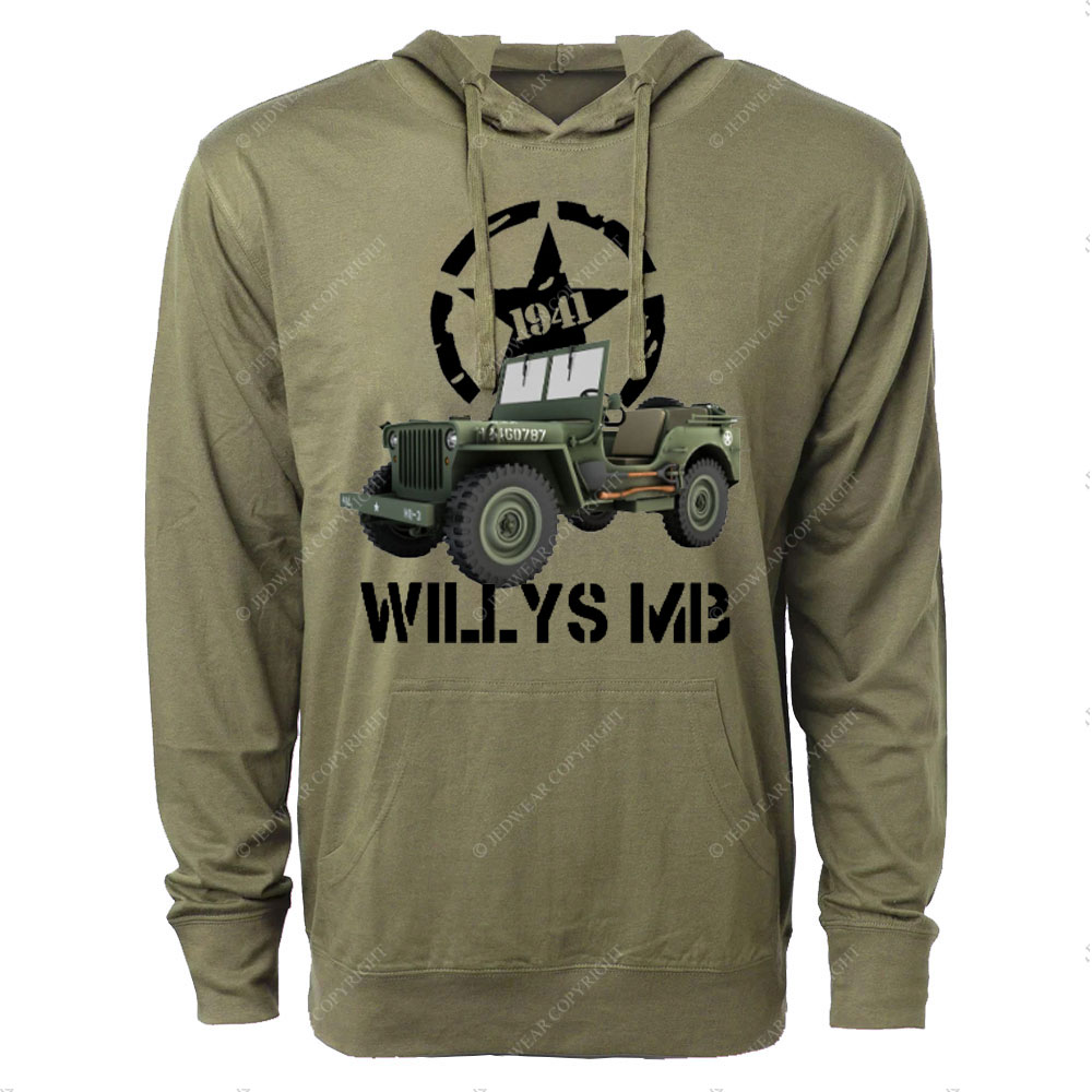 Willys MB WW2 US Army Vehicle Reenactor Oversized Lightweight Hoodie