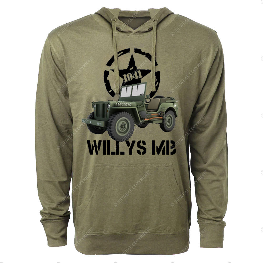 Willys MB WW2 US Army Vehicle Reenactor Oversized Lightweight Hoodie