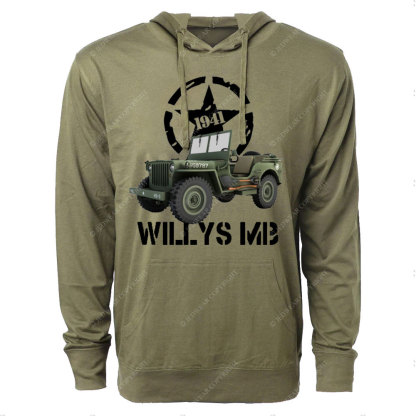 Willys MB WW2 US Army Vehicle Reenactor Oversized Lightweight Hoodie