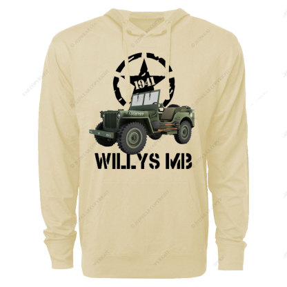 Willys MB WW2 US Army Vehicle Reenactor Oversized Lightweight Hoodie